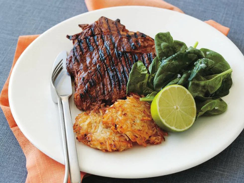 chilli T-bone steak with hash browns