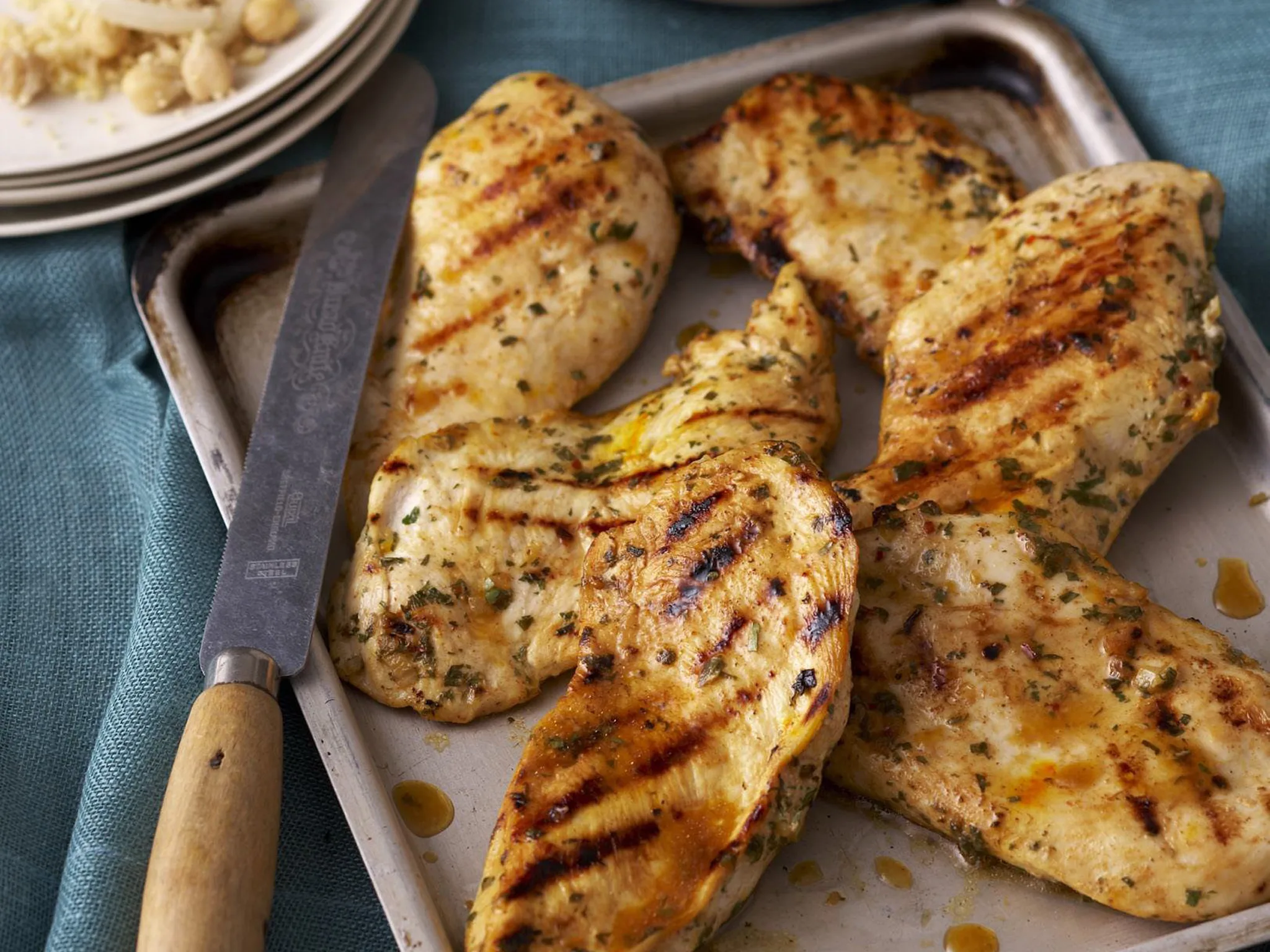 Chermoulla chicken with onion couscous