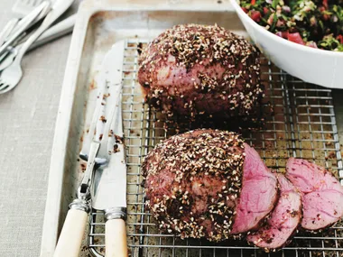 za'atar-rubbed lamb with chilli tabbouleh