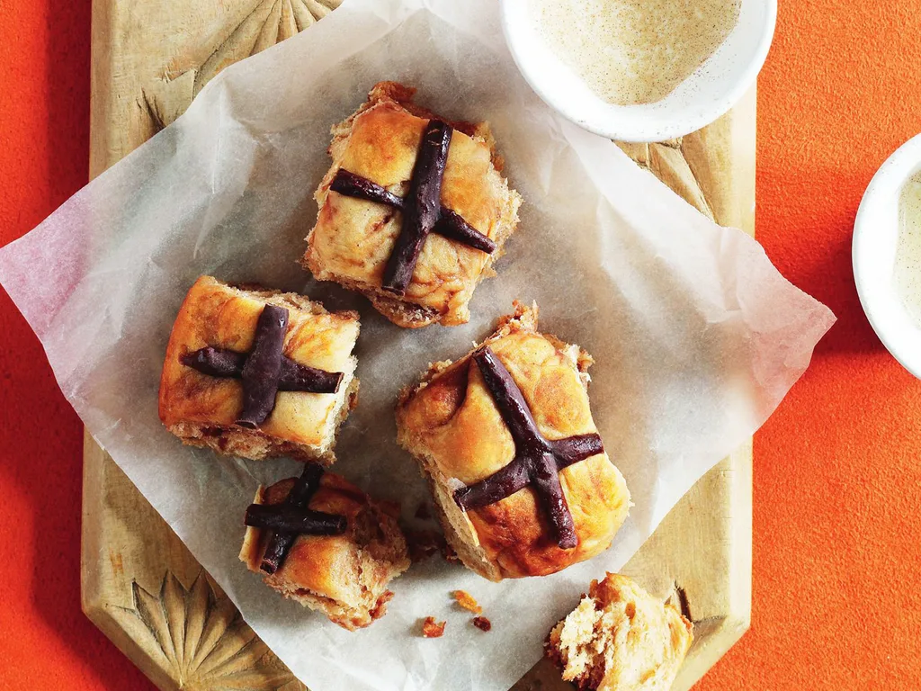 Mini choc chip hot cross scones