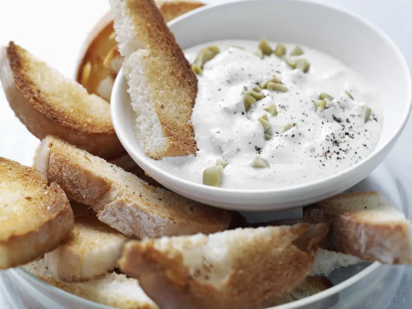 Garlic toast with feta and olive dip | Women's Weekly Food