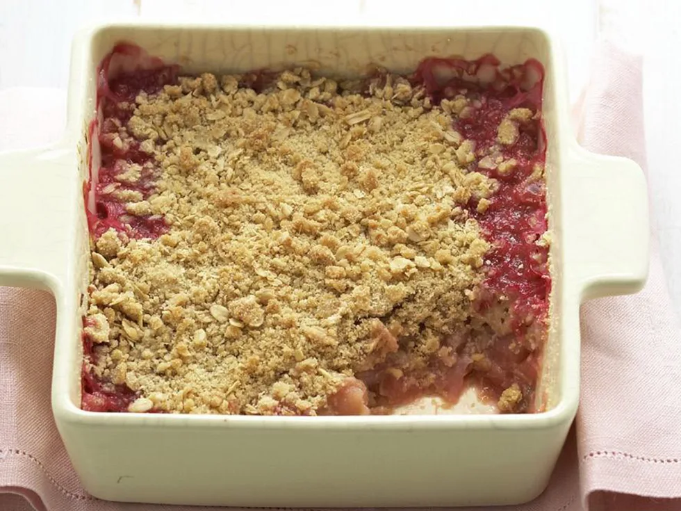 rhubarb, apple and pear crumble