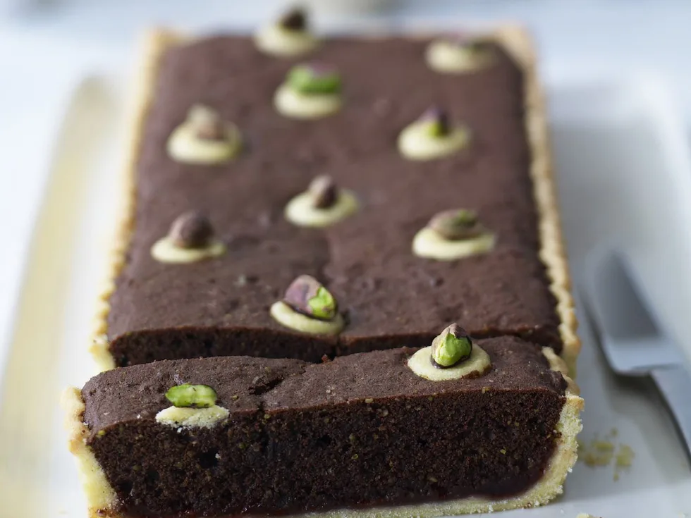 chocolate pistachio tart