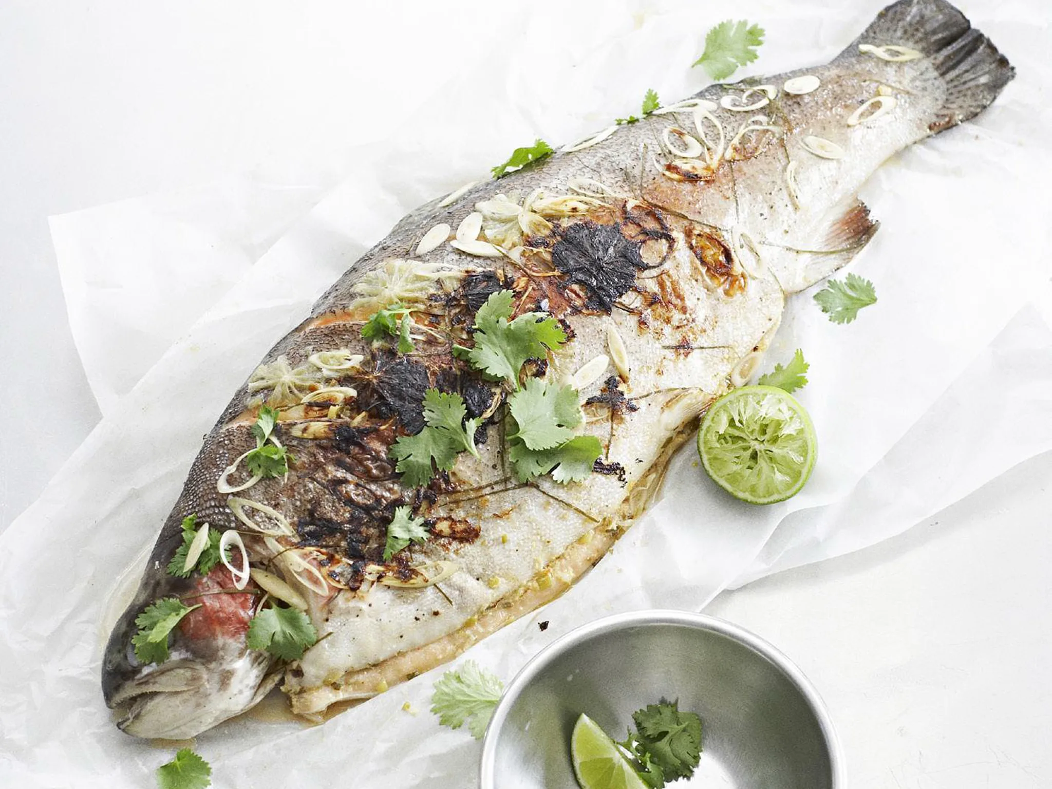 kaffir lime and lemon grass grilled trout