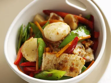 Fish and scallop stir-fry