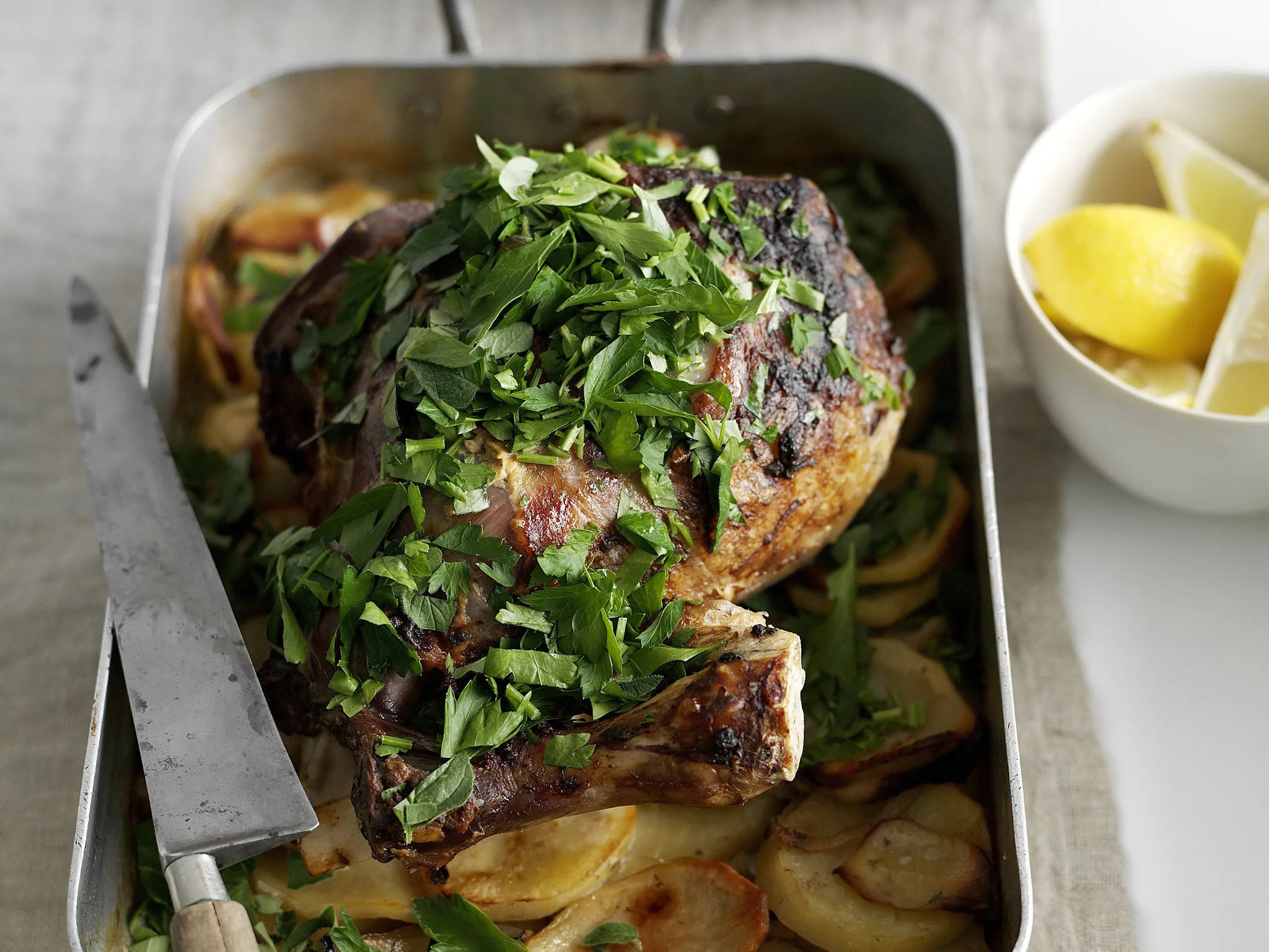 roast lamb with mustard and herbs