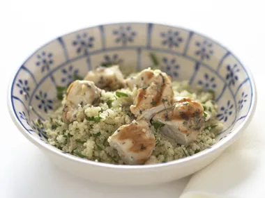 oregano chicken kebabs with herb couscous