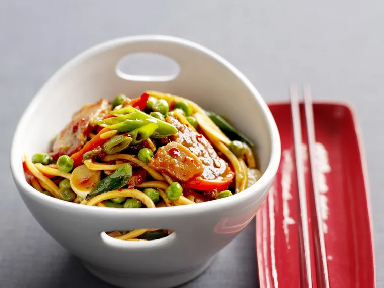 Barbecued pork with hokkien noodles