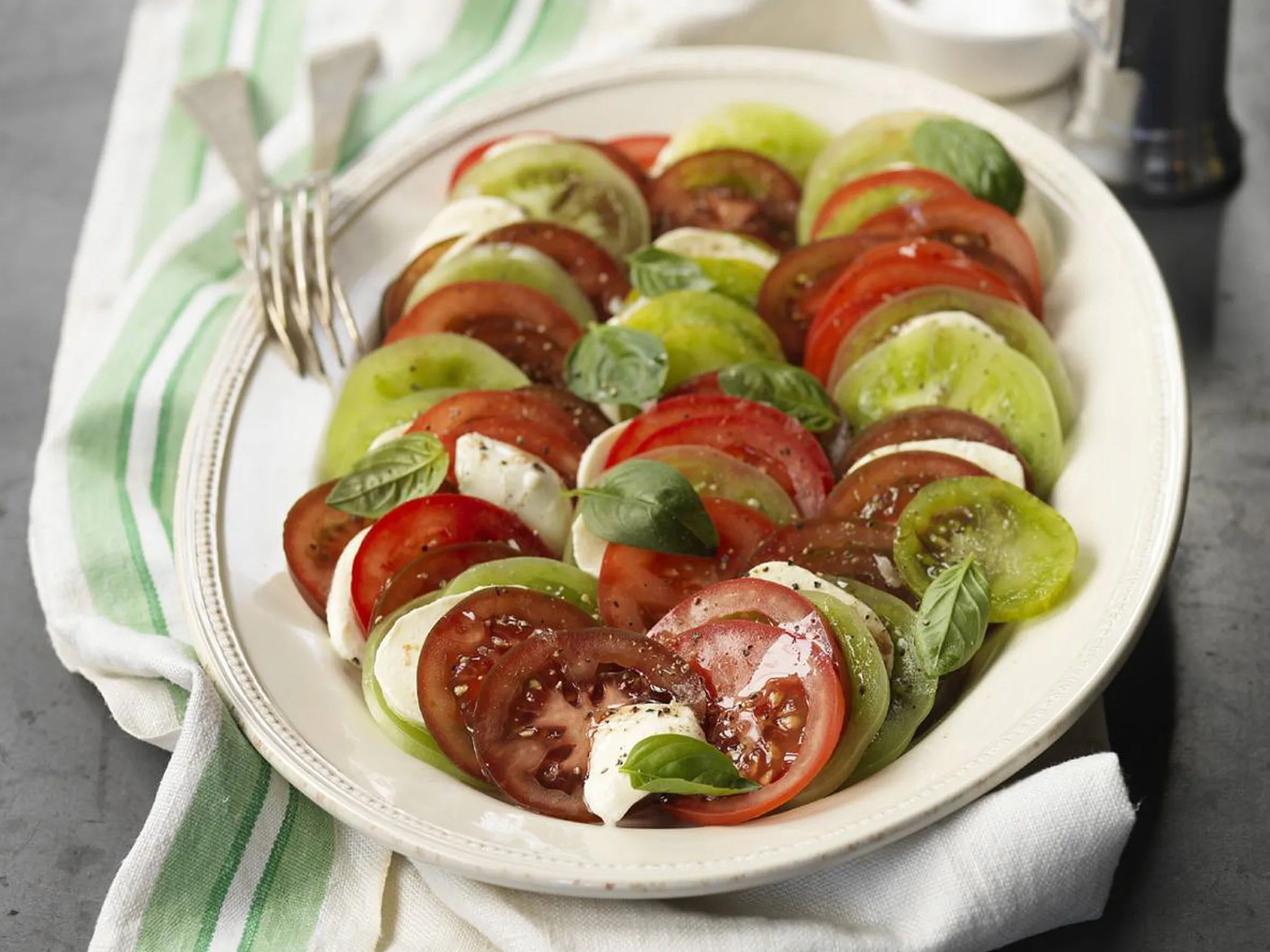 mixed tomato caprese salad