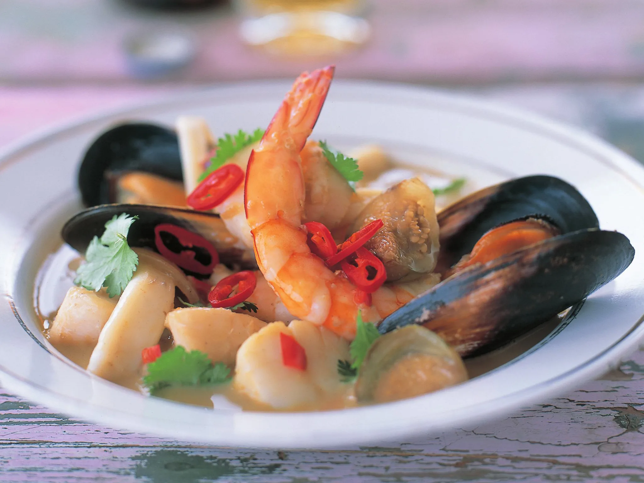 seafood and thai eggplant yellow curry