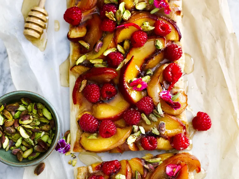 peach and nectarine tart