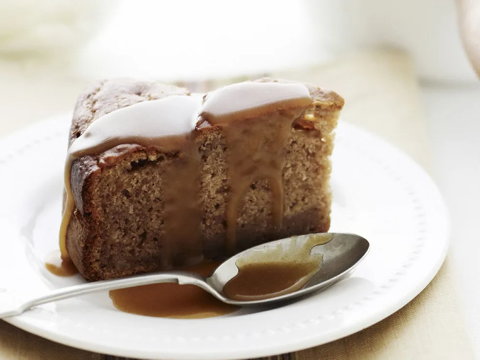 sticky banana macadamia pudding with butterscotch sauce