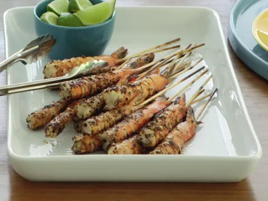salt and pepper prawn skewers