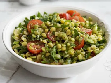 Green andamp; yellow split pea salad