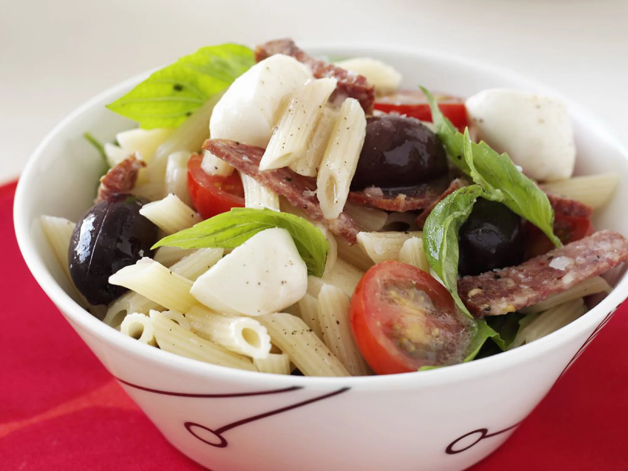 Salami, bocconcini and pasta salad
