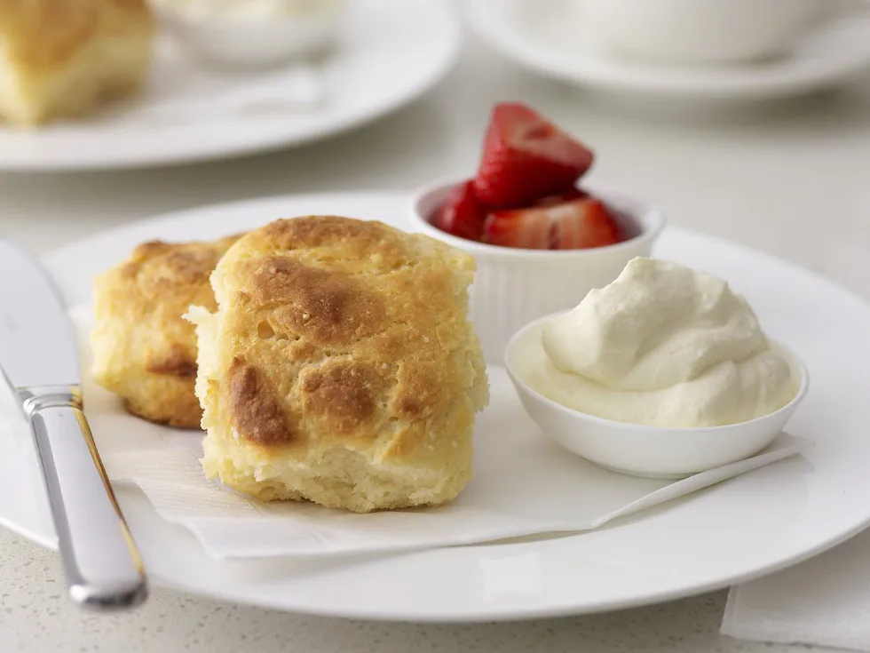 Scones with strawberries and cream