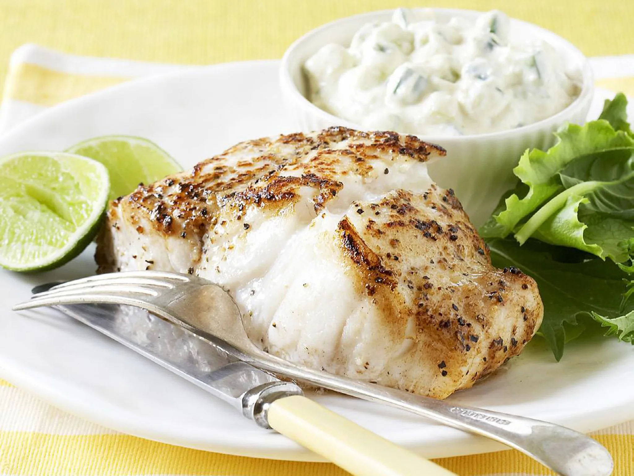 LEMON FISH WITH CUCUMBER RAITA