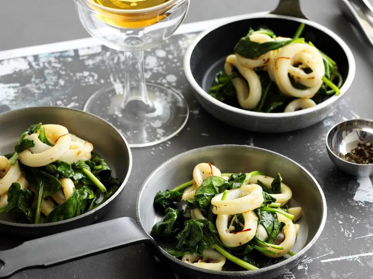 saffron and brandy squid