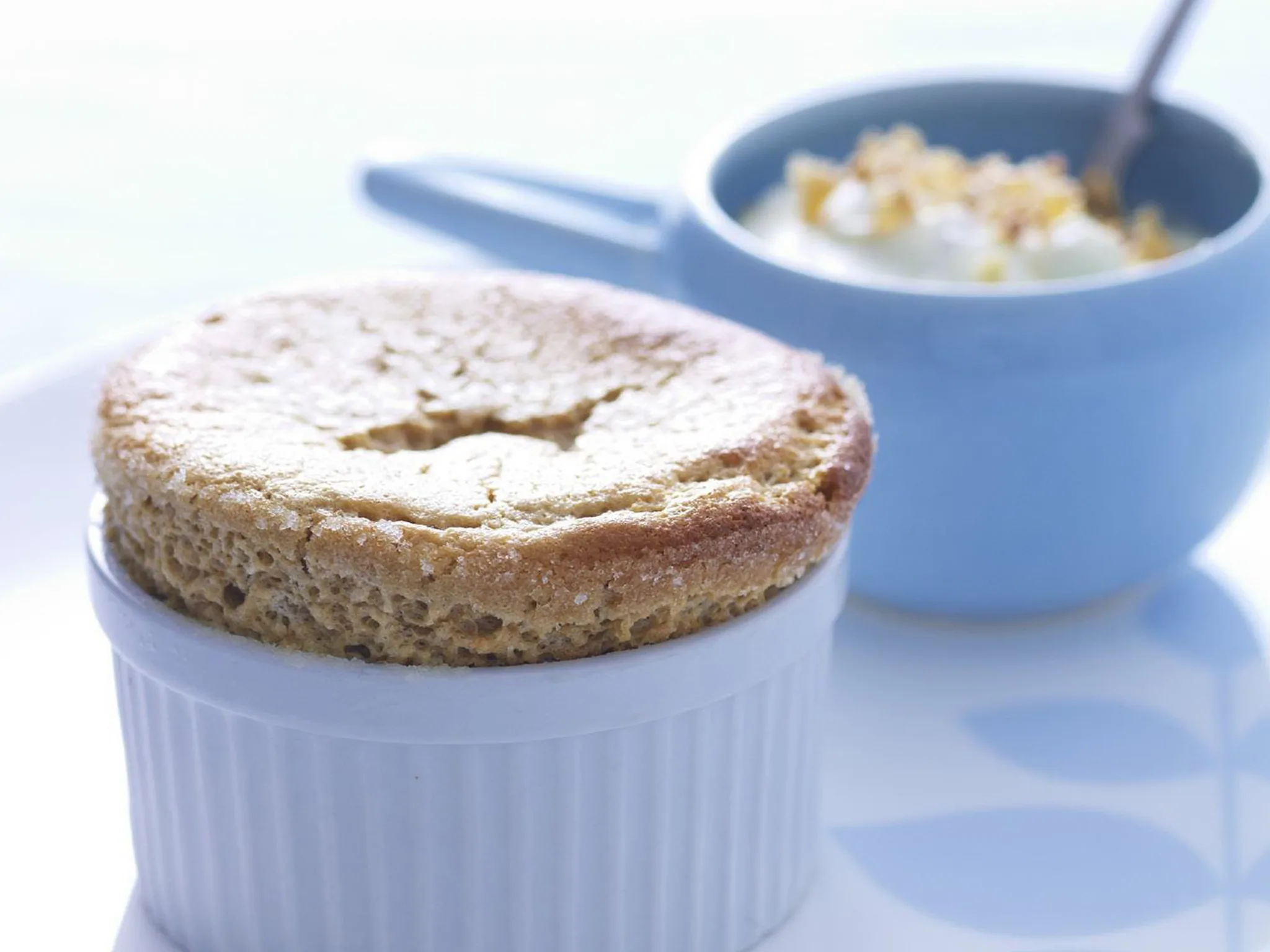 coffee soufflés with pecan praline cream
