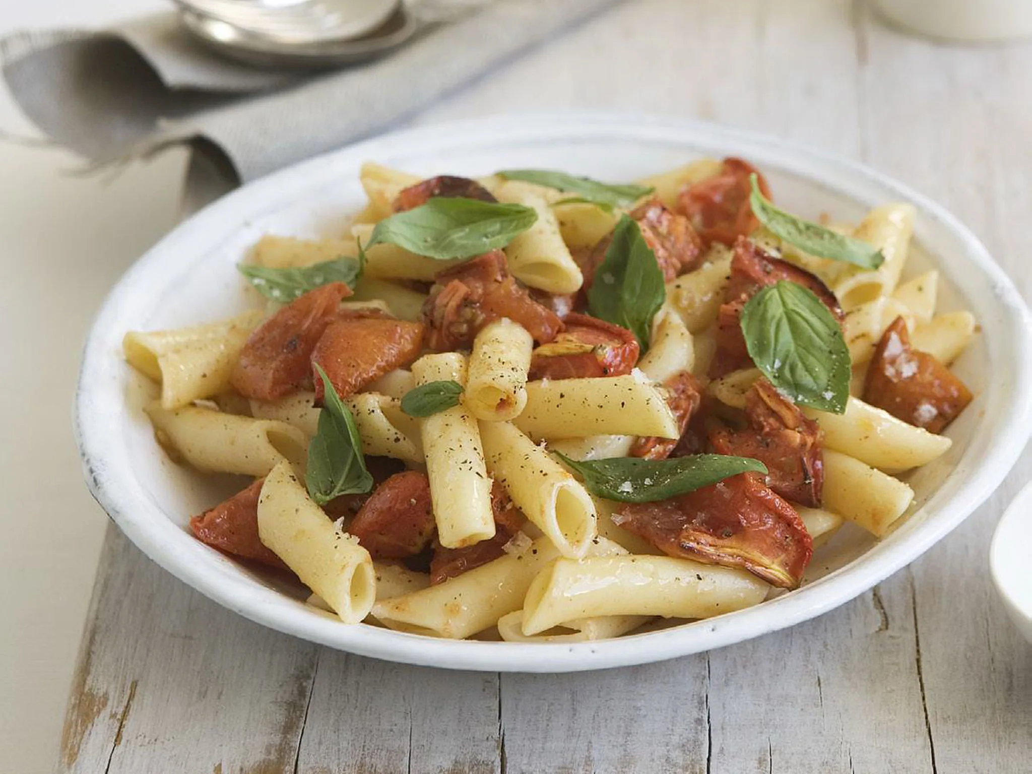 roasted tomato with basil and olive oil