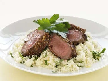 Za'atar-crumbed lamb backstrap