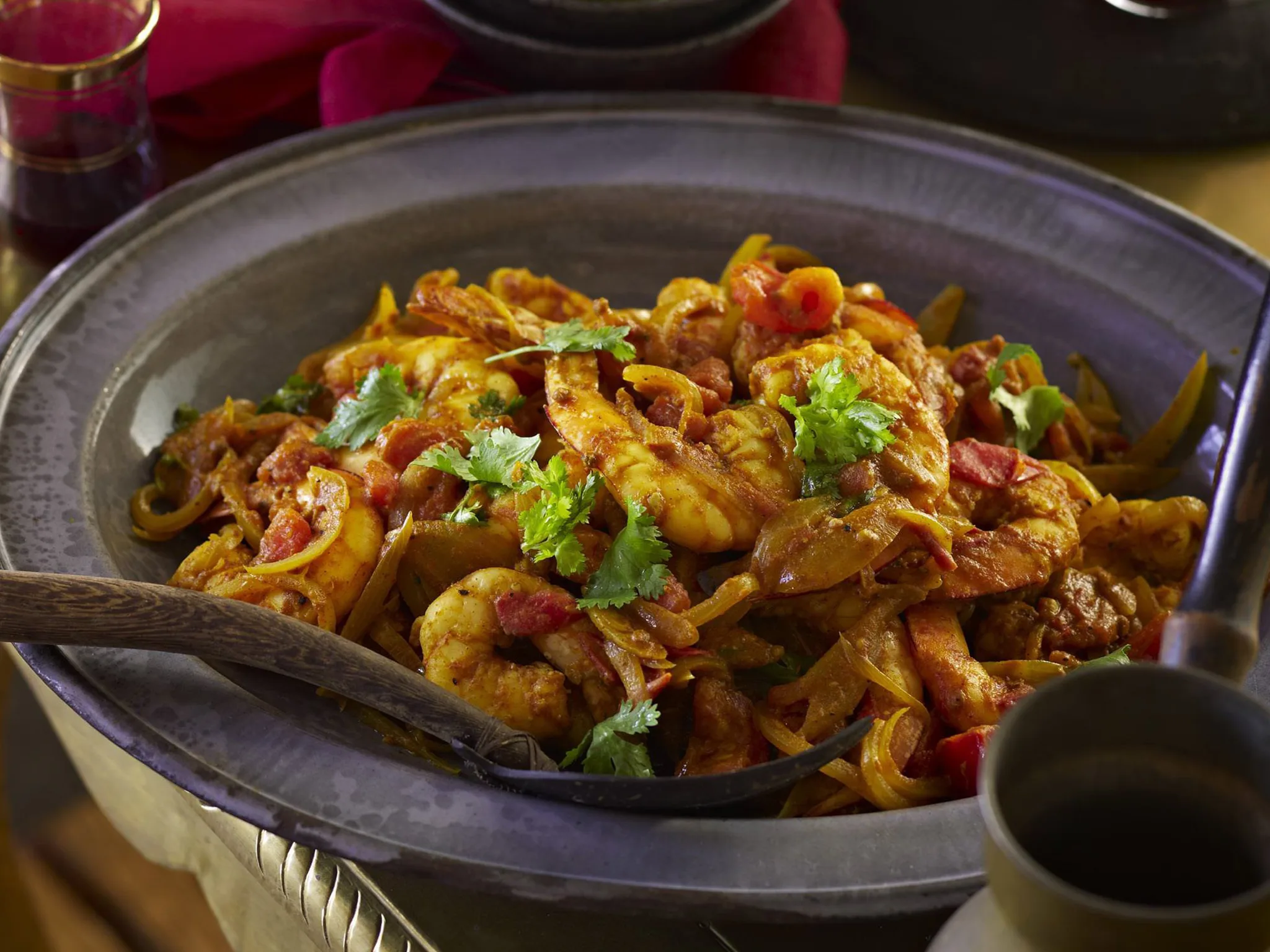 spicy tomato coriander prawns