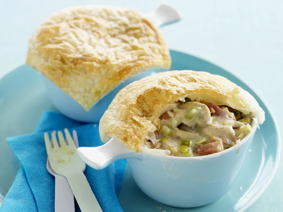 CHICKEN, LEEK AND MUSHROOM PIES