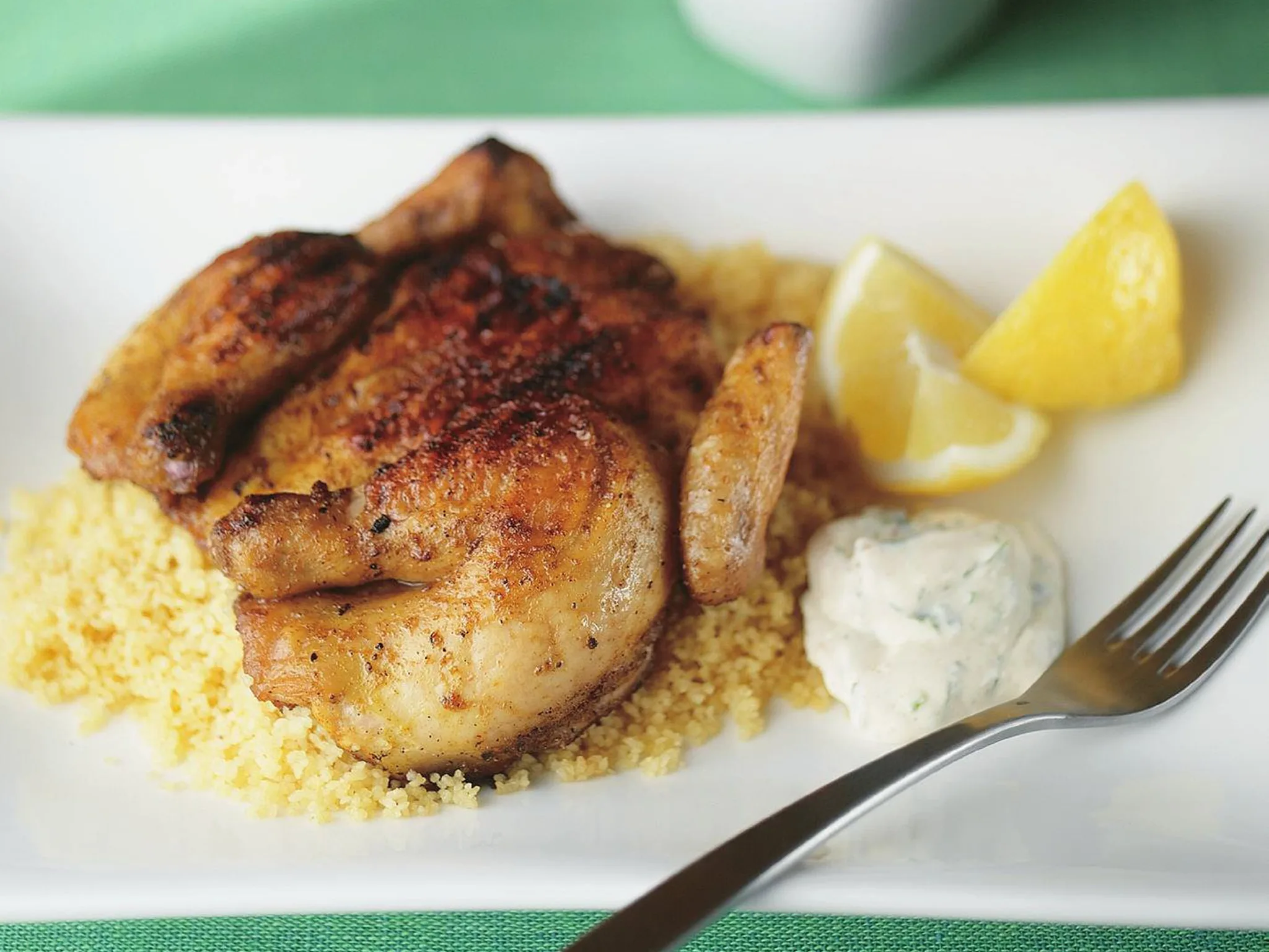 spiced spatchcock with herb yogurt