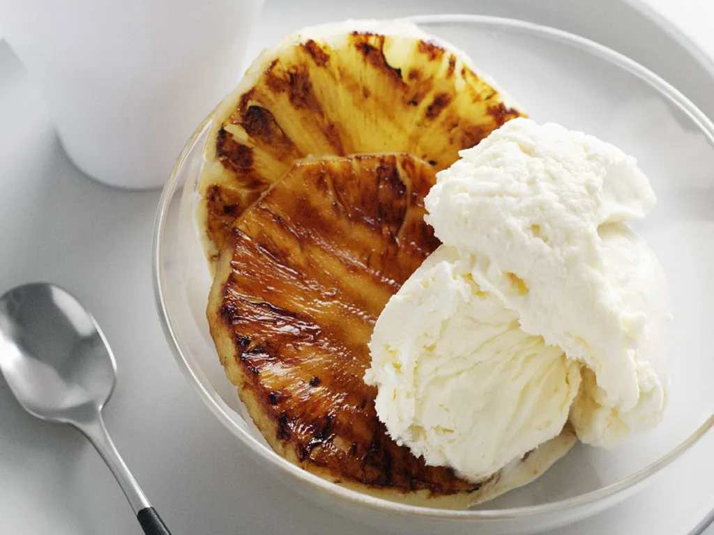 grilled pineapple with coconut ice-cream