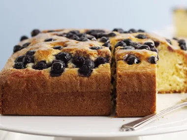 Olive oil cake with blueberries