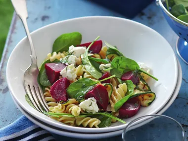 Baby beetroot pasta salad