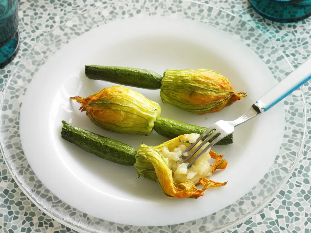 risotto-filled zucchini flowers