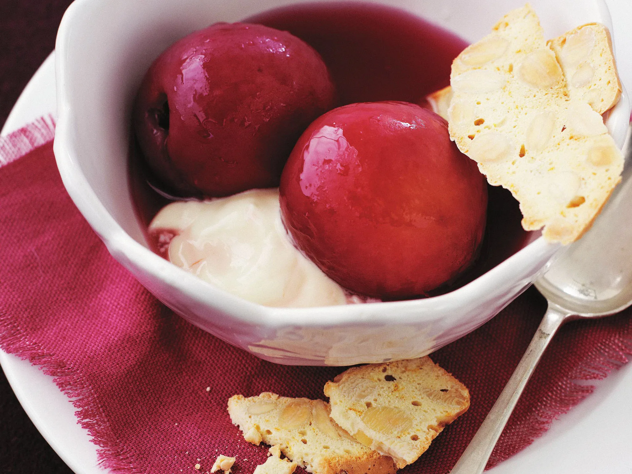 poached nectarines with orange almond bread