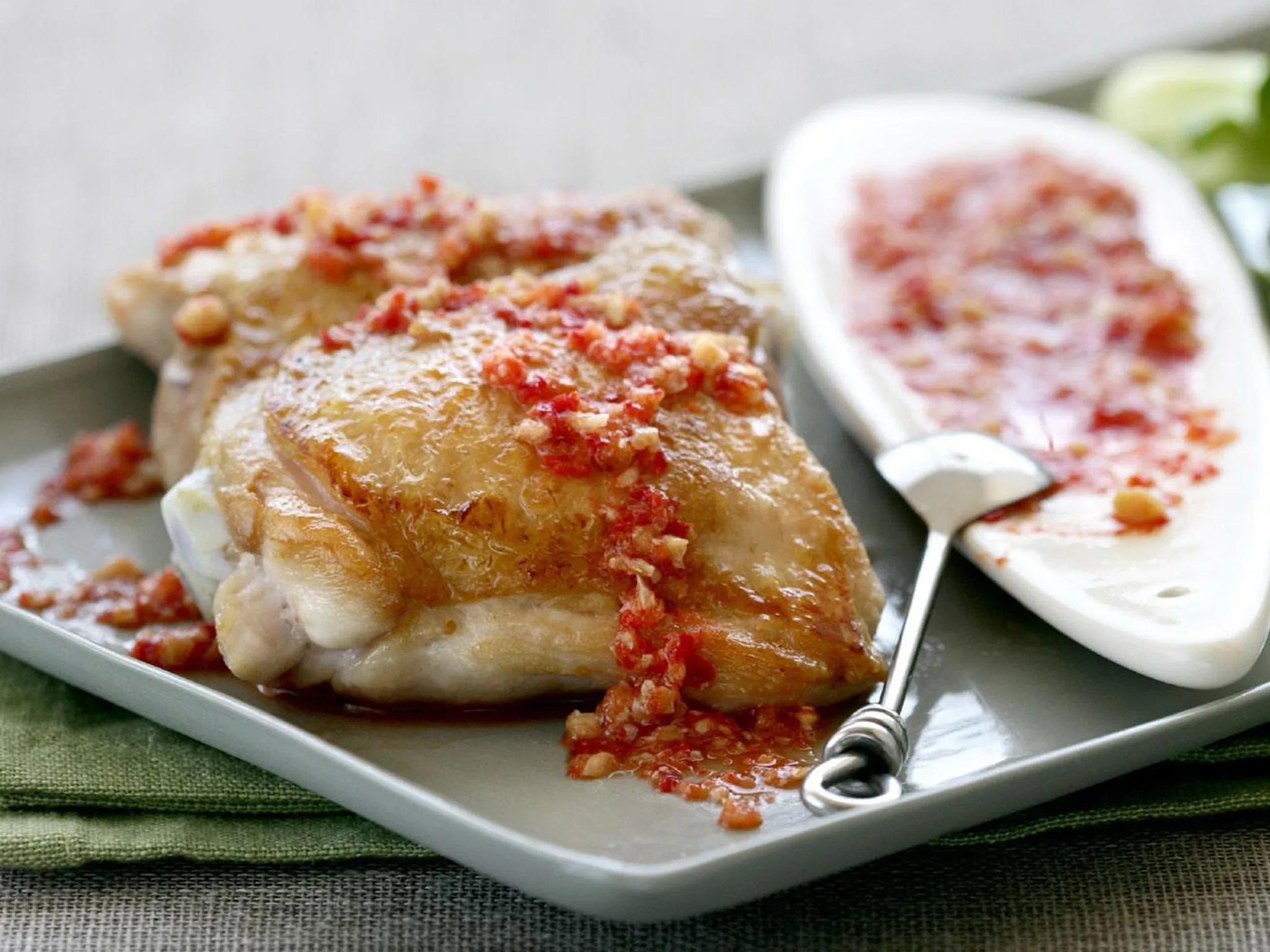 chicken with red nam jim