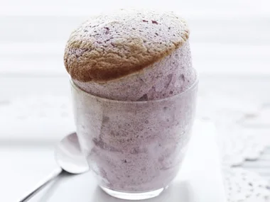 pear, red wine & honey soufflés