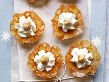 BRANDY SNAP BASKETS with Hazelnut Cream