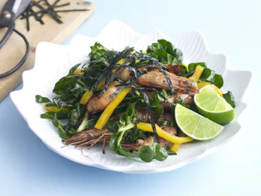 PONZU PRAWNS WITH GREEN ONIONS AND SPINACH