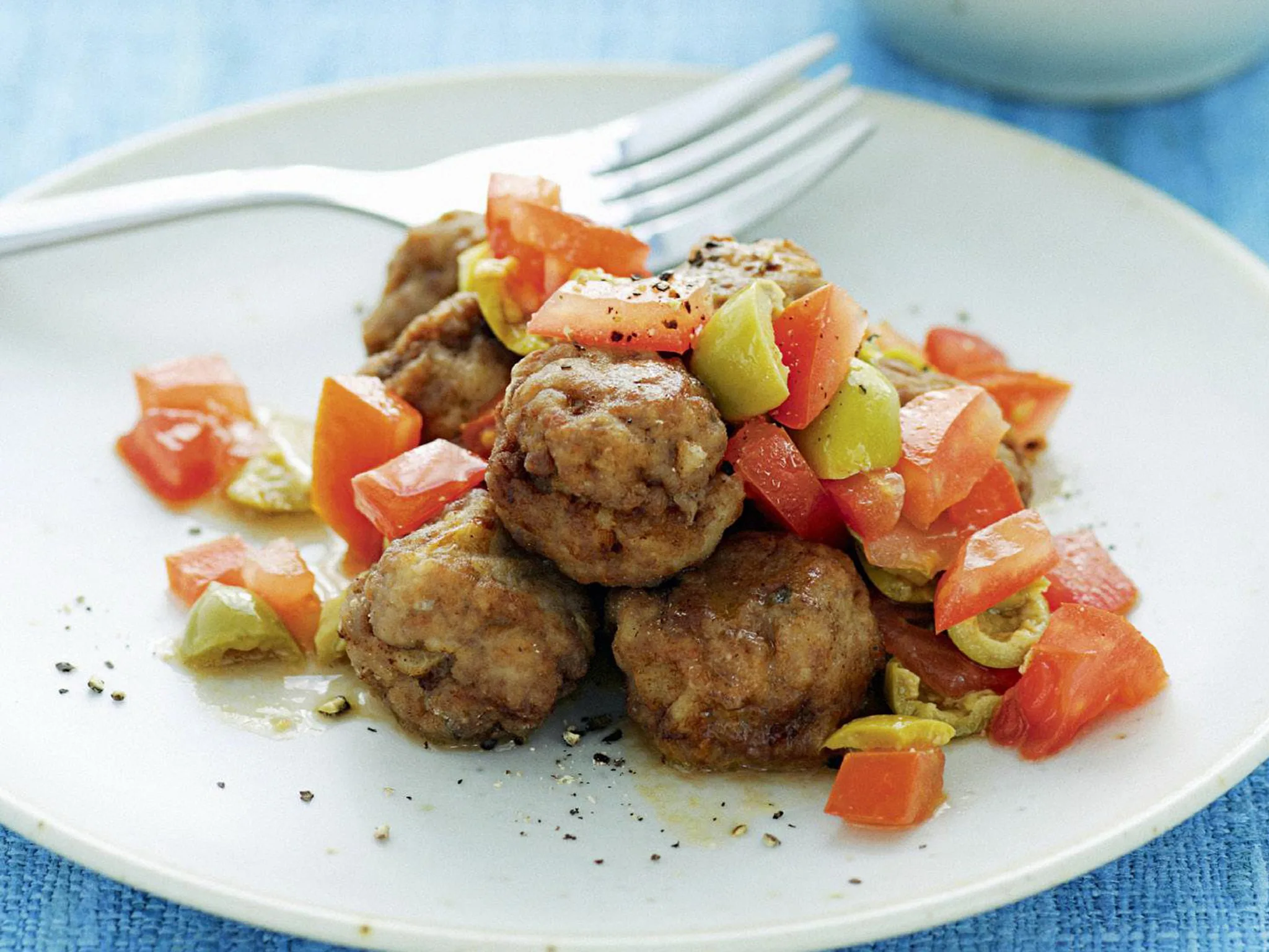 meatballs with tomato and green olive sauce