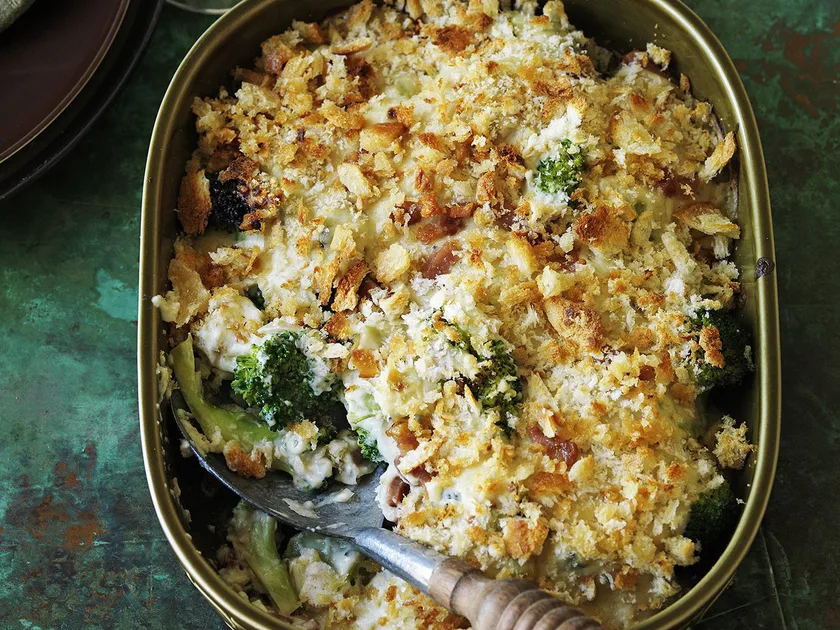 Broccoli, Pancetta and Blue Cheese Gratin