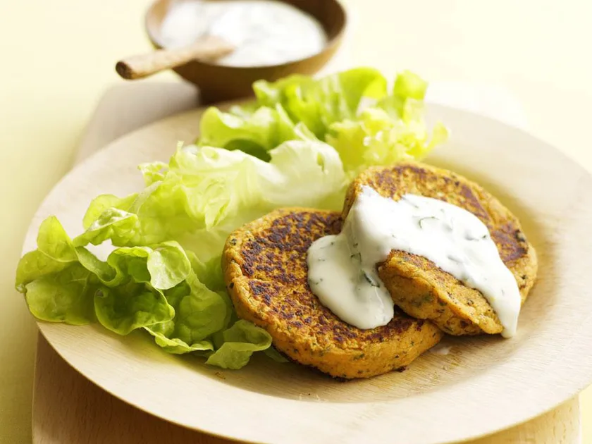Indian vegie patties with lemon raita | Women's Weekly Food