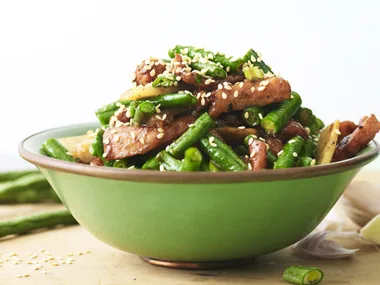 CHAR SIU PORK WITH SNAKE BEANS