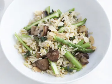 asparagus, mushroom and lemon pilaf