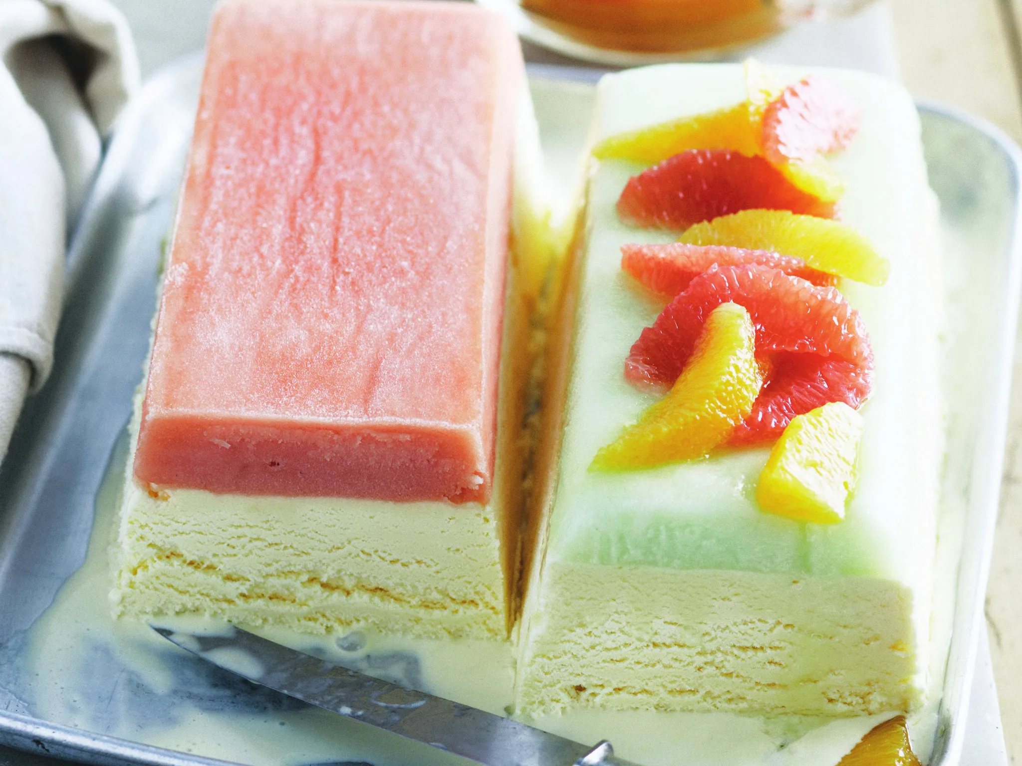 BLOOD  ORANGE SORBET  and Ice-cream Slice