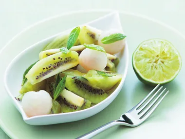 kiwi fruit, lychee and lime salad