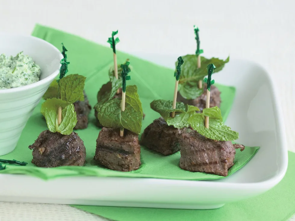 mini lamb and mint skewers