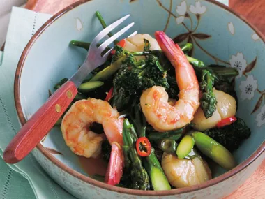 Prawn, scallop and lime stir-fry