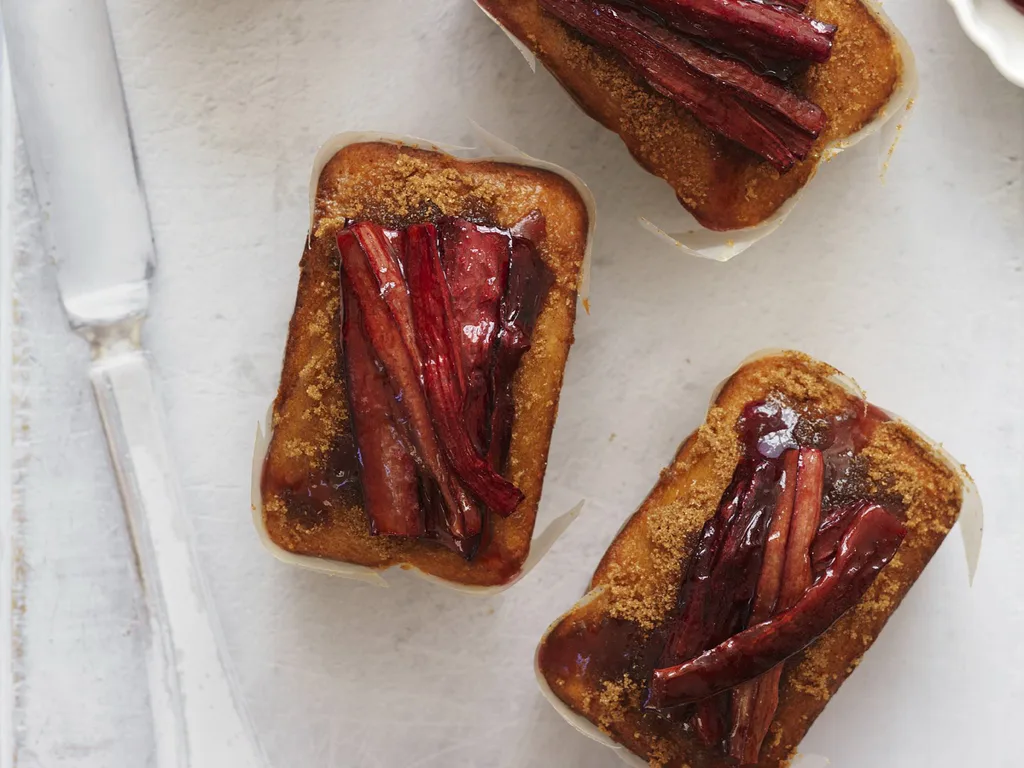 BUTTERSCOTCH TEACAKES with Roasted Rhubarb