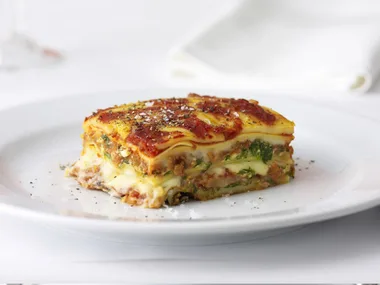 italian sausage and three-cheese lasagne
