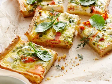 Smoked ocean trout ricotta quiche