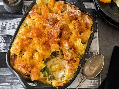 Russian–style potato and fish casserole